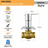 Pavo Concealed Stop Valve Brass Faucet (15mm) dimensions and size