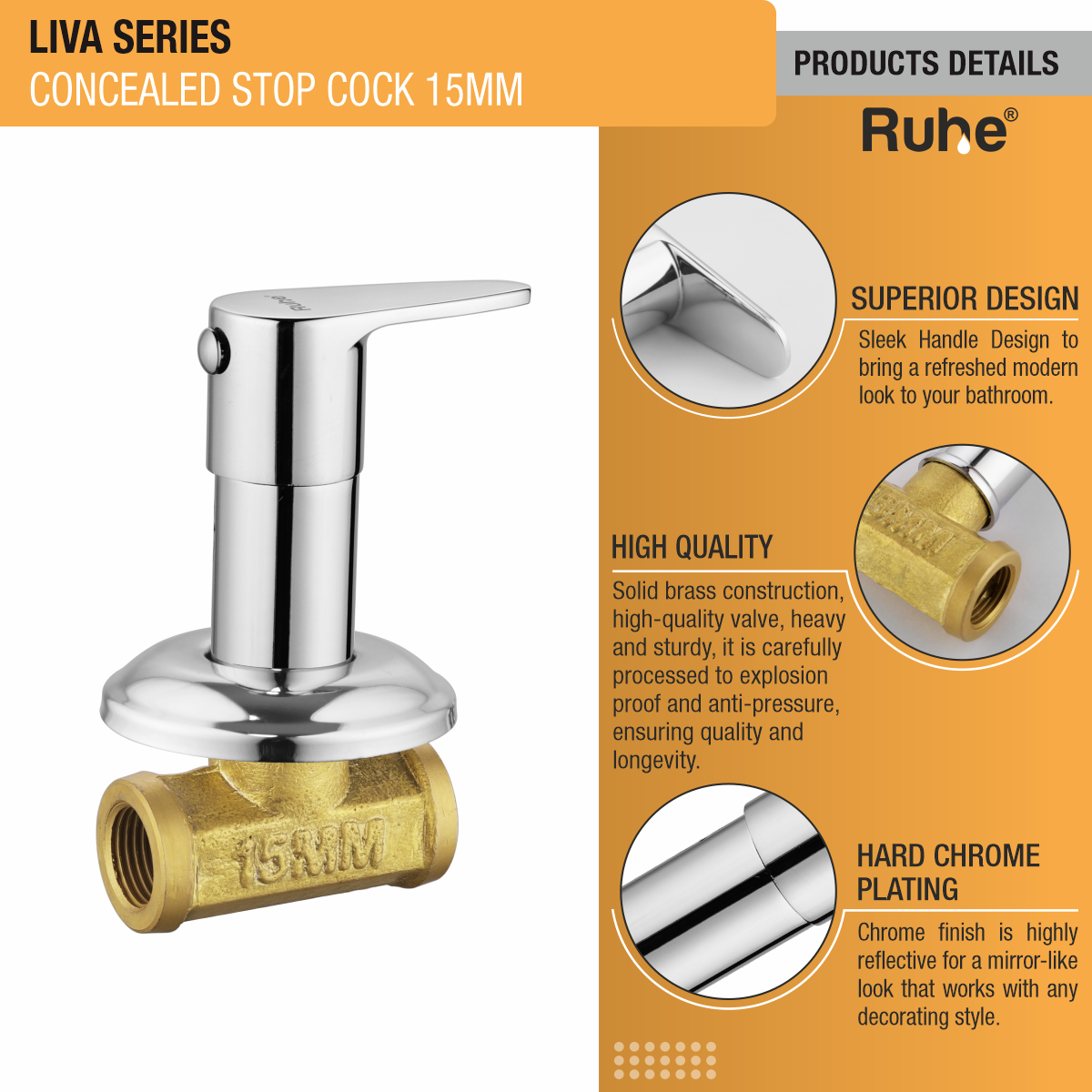 Liva Concealed Stop Valve Brass Faucet (15mm)- by Ruhe®