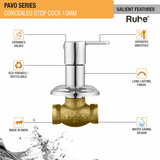 Pavo Concealed Stop Valve Brass Faucet (15mm) features