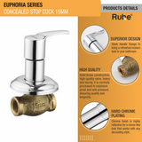 Euphoria Concealed Stop Valve Brass Faucet (15mm) product details