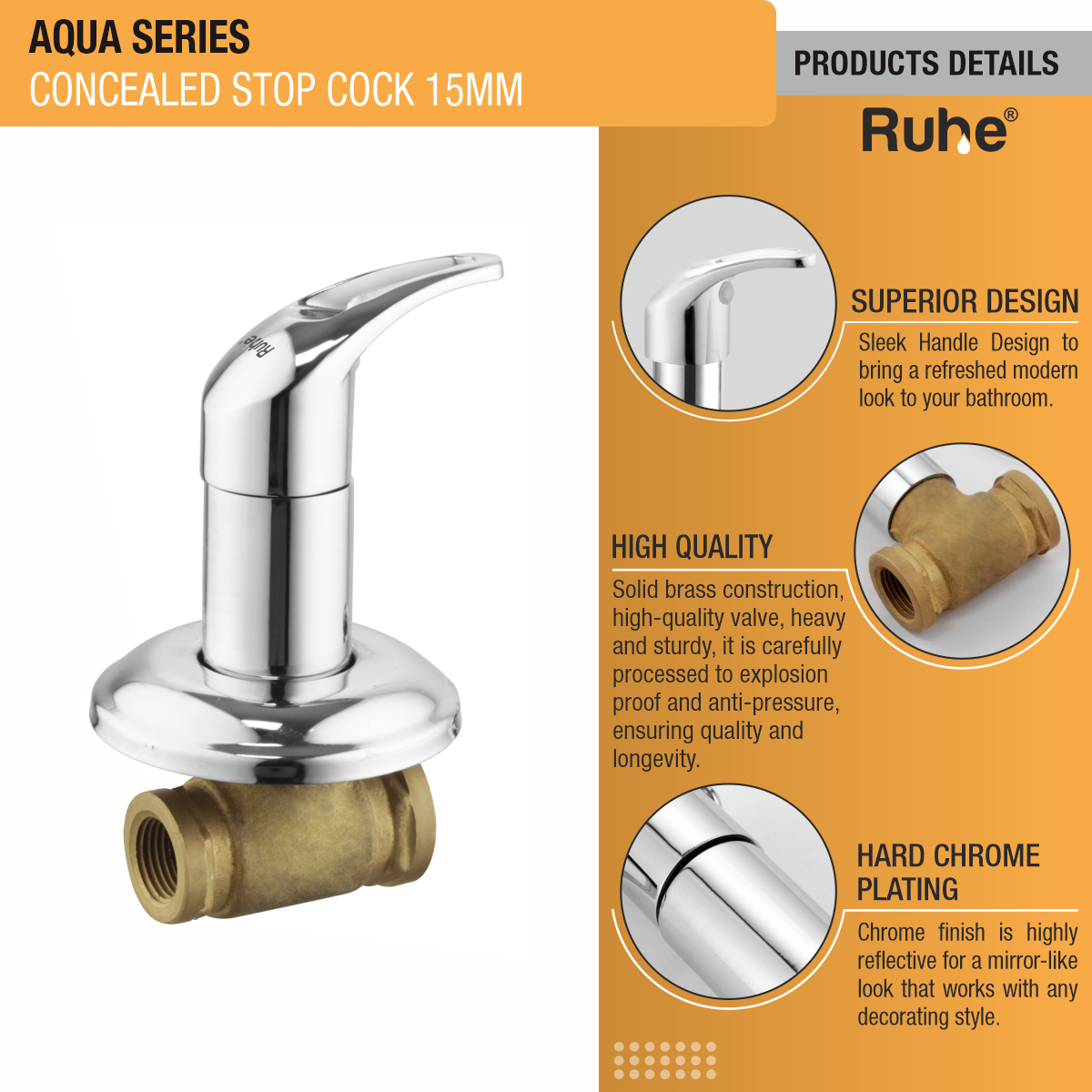 Aqua Concealed Stop Valve Brass Faucet (15mm)- by Ruhe