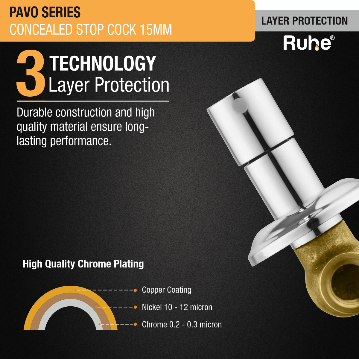 Pavo Concealed Stop Valve Brass Faucet (15mm)- by Ruhe®