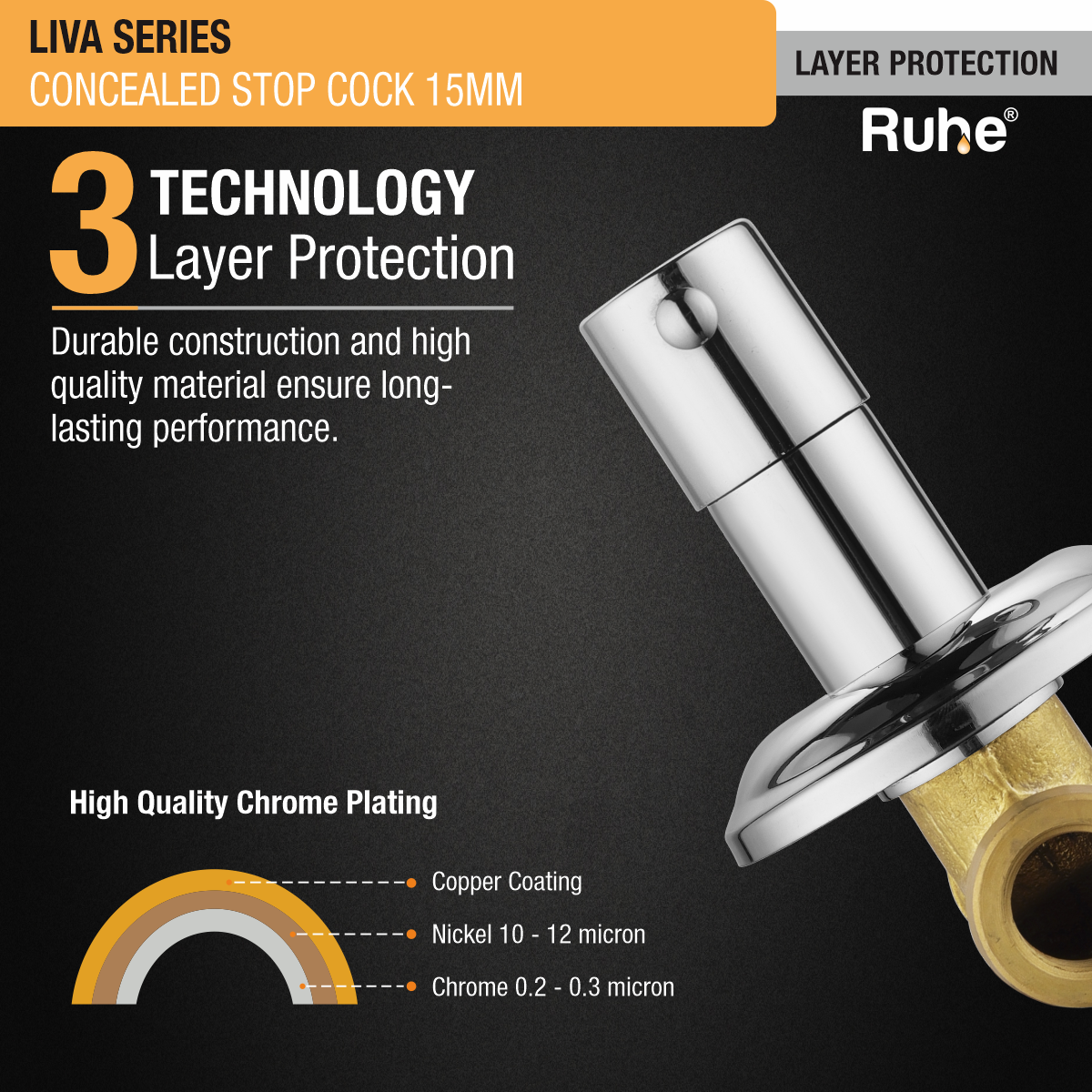 Liva Concealed Stop Valve Brass Faucet (15mm)- by Ruhe®