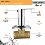 Liva Concealed Stop Valve Brass Faucet (15mm) features