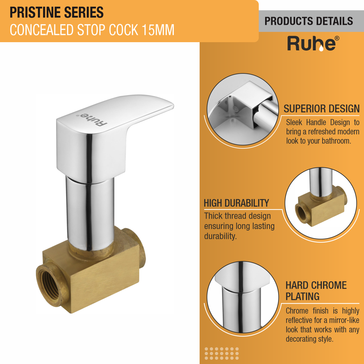 Pristine Concealed Stop Valve Brass Faucet (15mm) product details