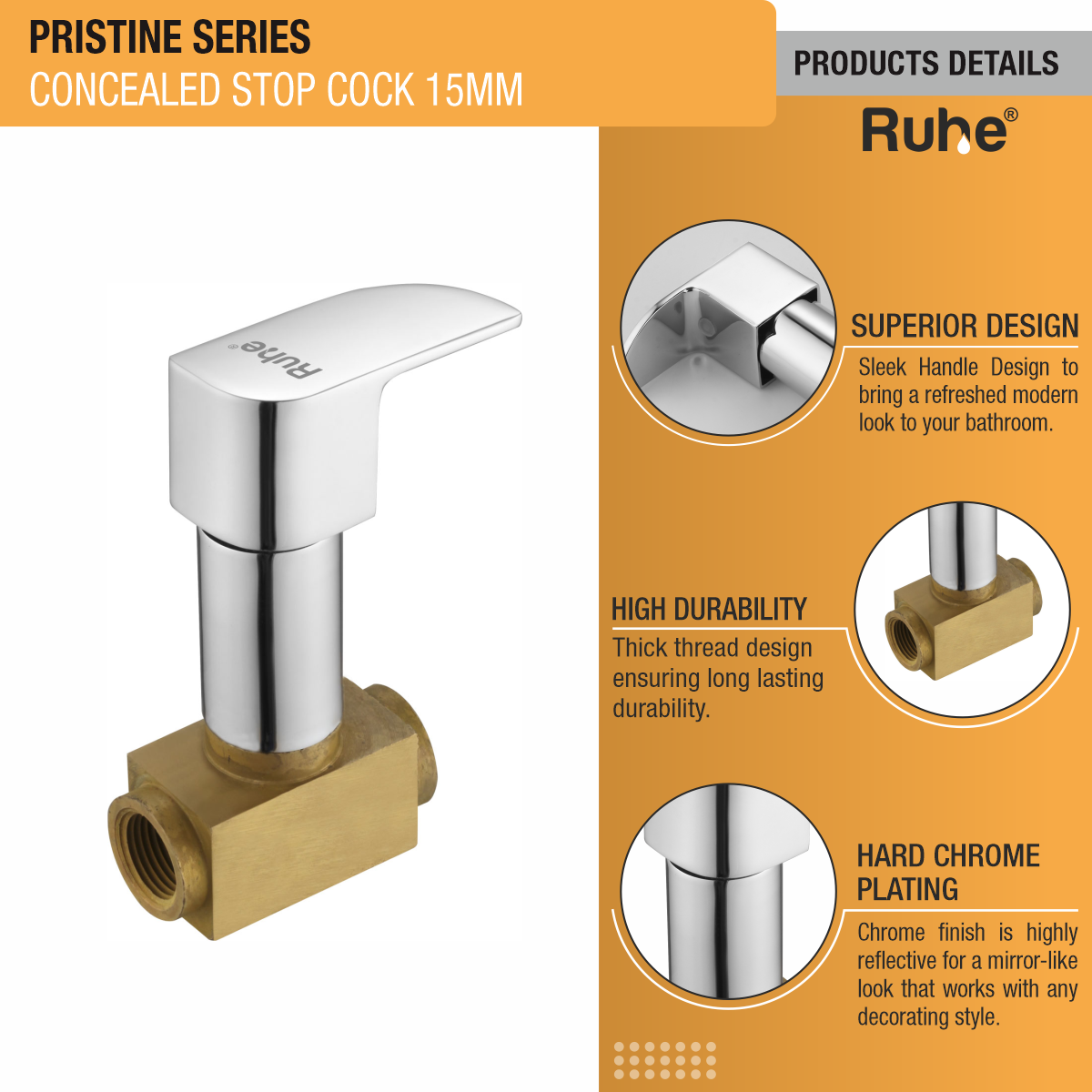 Pristine Concealed Stop Valve Brass Faucet (15mm)- by Ruhe®