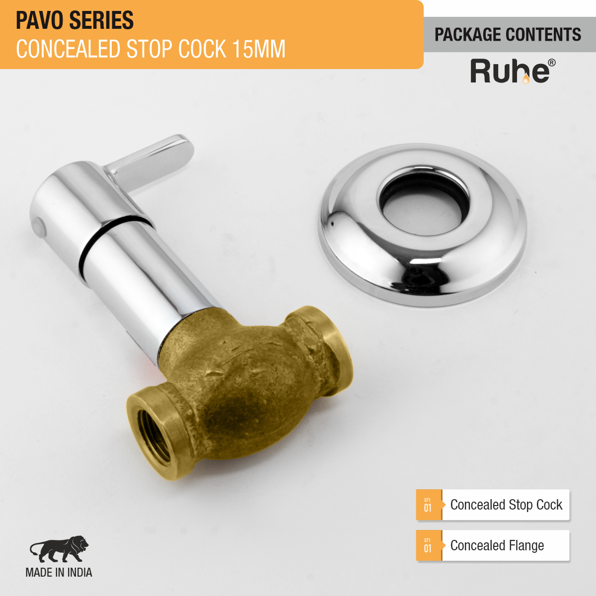 Pavo Concealed Stop Valve Brass Faucet (15mm)- by Ruhe®