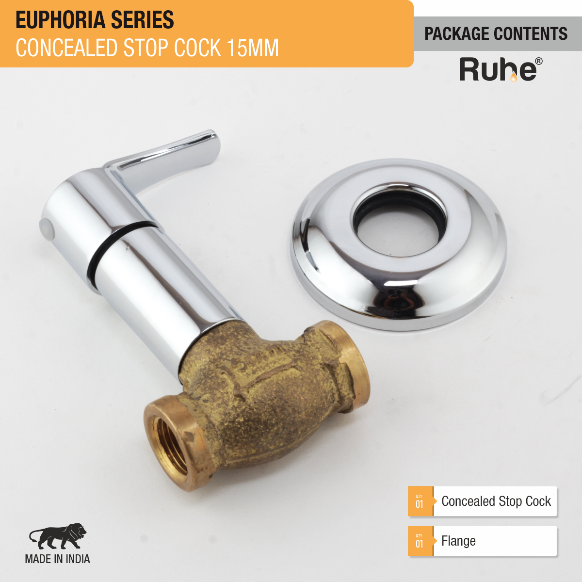 Euphoria Concealed Stop Valve Brass Faucet (15mm)- by Ruhe®