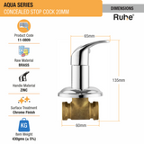 Aqua Concealed Stop Valve Brass Faucet (20mm) dimensions and size