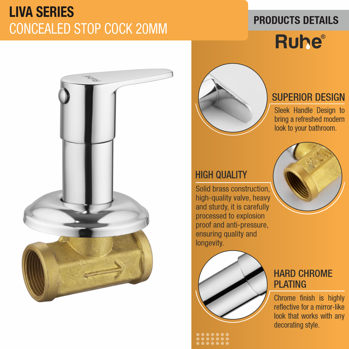 Liva Concealed Stop Valve (20mm)- by Ruhe®