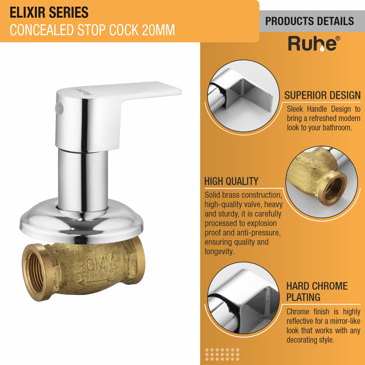 Elixir Concealed Stop Valve (20mm)- by Ruhe®