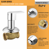 Elixir Concealed Stop Valve Brass Faucet (20mm) product details