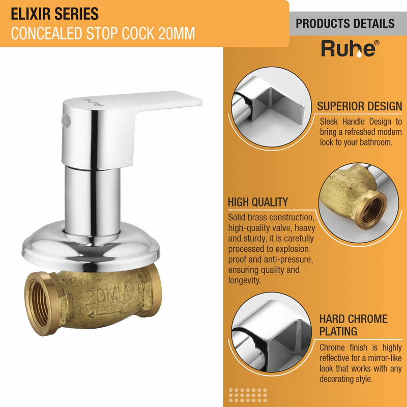 Elixir Concealed Stop Valve (20mm)- by Ruhe