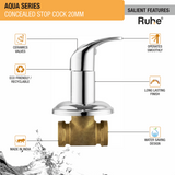 Aqua Concealed Stop Valve Brass Faucet (20mm) features