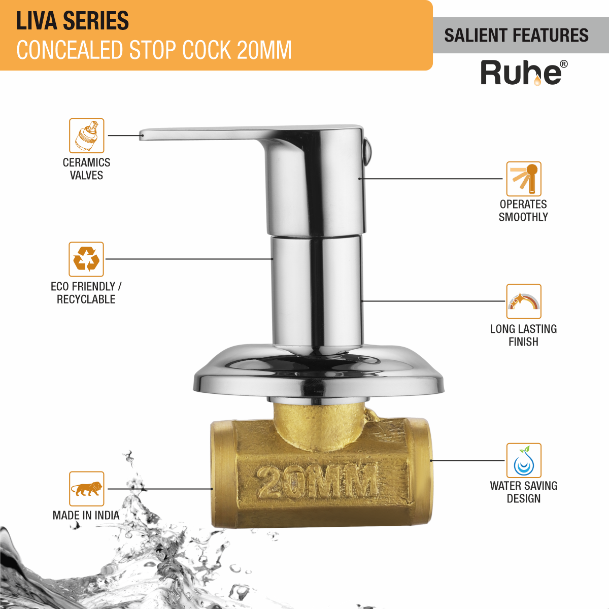 Liva Concealed Stop Valve (20mm)- by Ruhe®