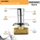 Liva Concealed Stop Valve Brass Faucet (20mm) features