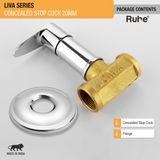 Liva Concealed Stop Valve Brass Faucet (20mm) package content