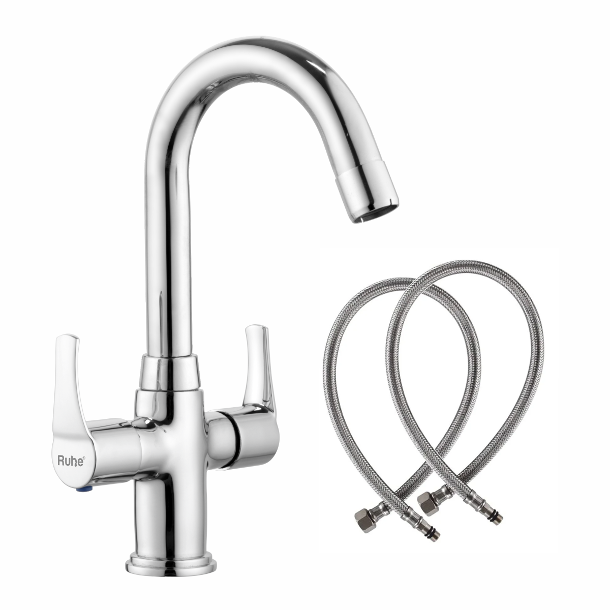 Euphoria Centre Hole Basin Mixer with Small (12 inches) Round Swivel Spout Faucet