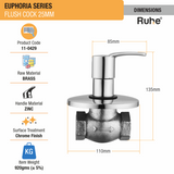 Euphoria Flush Valve Brass Faucet (25mm) dimensions and size