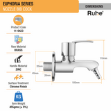 Euphoria Nozzle Bib Tap Brass Faucet dimensions and size