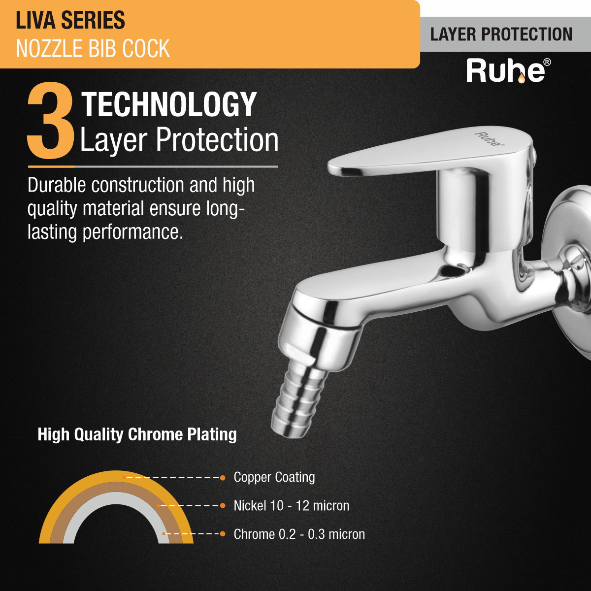 Liva Nozzle Bib Tap Brass Faucet 3 layer protection