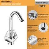 Orbit Centre Hole Basin Mixer Brass Faucet with Small (12 inches) Round Spout product details with superior design, foam flow aerator, chrome plating