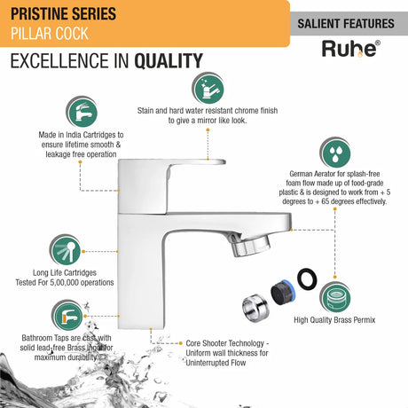 Pristine Pillar Tap Brass Faucet features