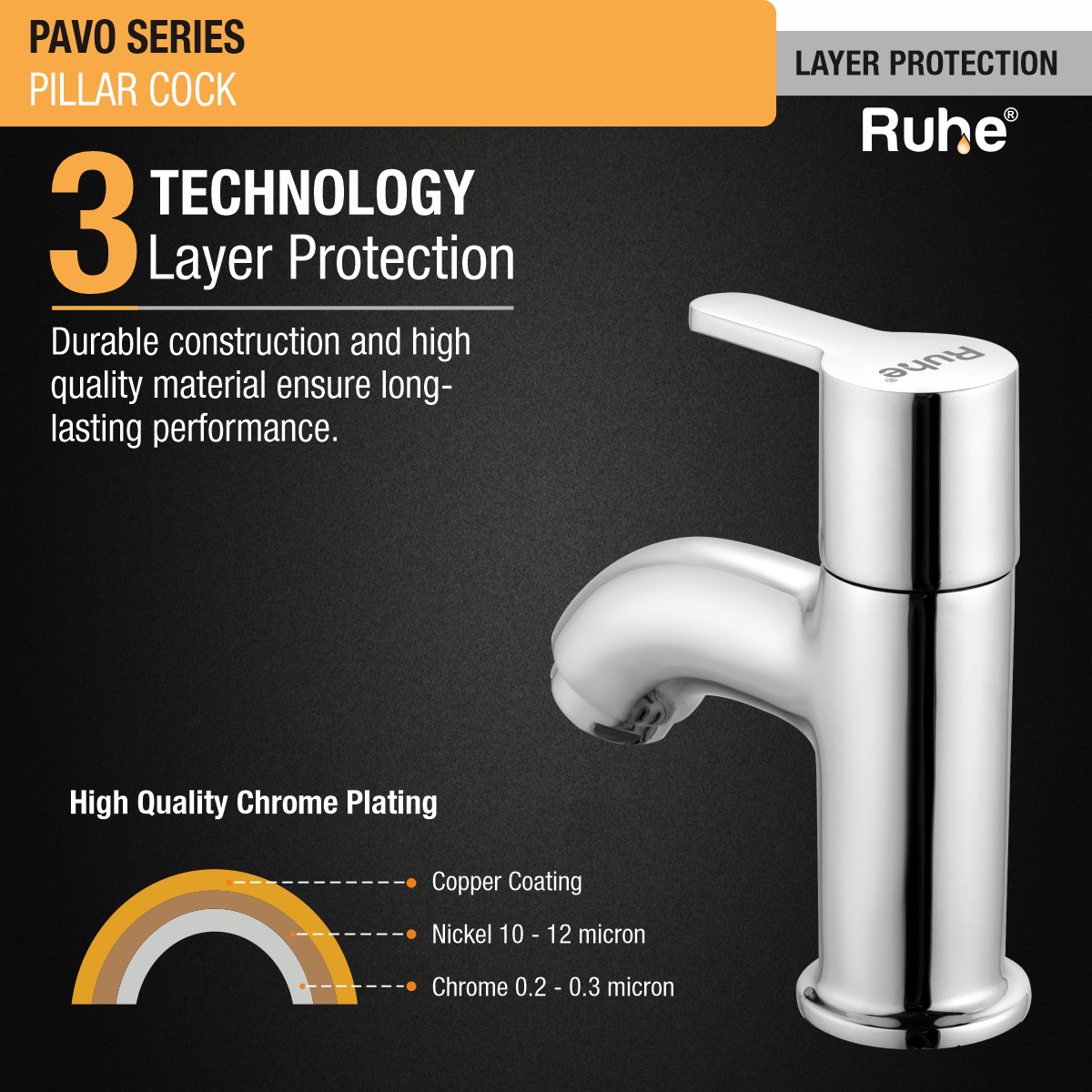 Pavo Wash Basin Pillar Tap - by Ruhe®