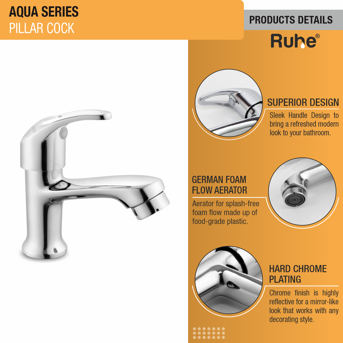 Aqua Pillar Tap Brass Faucet product details