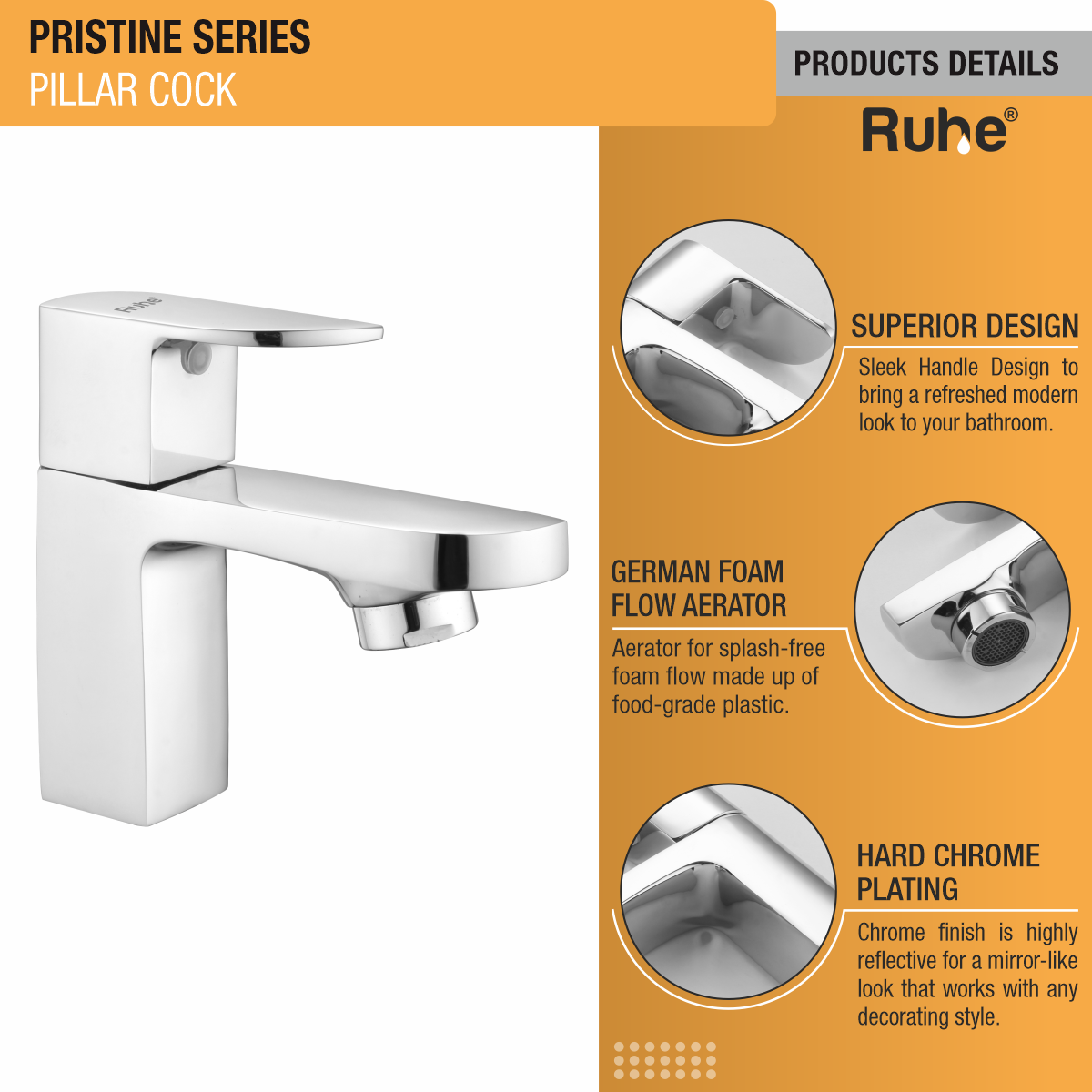 Pristine Pillar Tap Brass Faucet product details