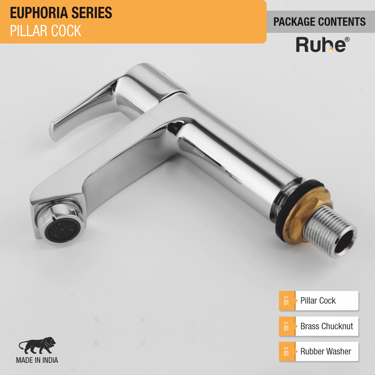 Euphoria Wash Basin Pillar Tap - by Ruhe®