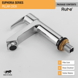 Euphoria Pillar Tap Brass Faucet package content