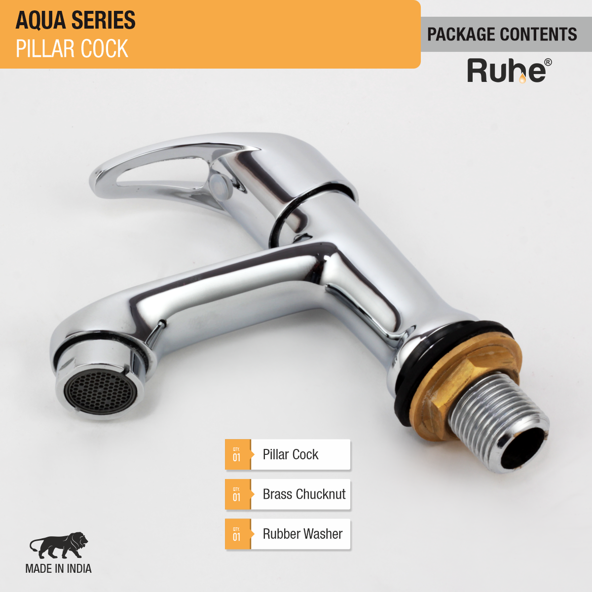 Aqua Pillar Tap Brass Faucet package content