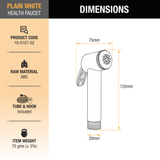 Plain White Health Faucet Gun dimensions and size