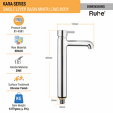Kara Single Lever Tall Body Basin Brass Mixer Faucet dimensions and sizes