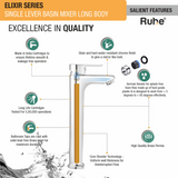 Elixir Single Lever Tall Body Basin Mixer Faucet features