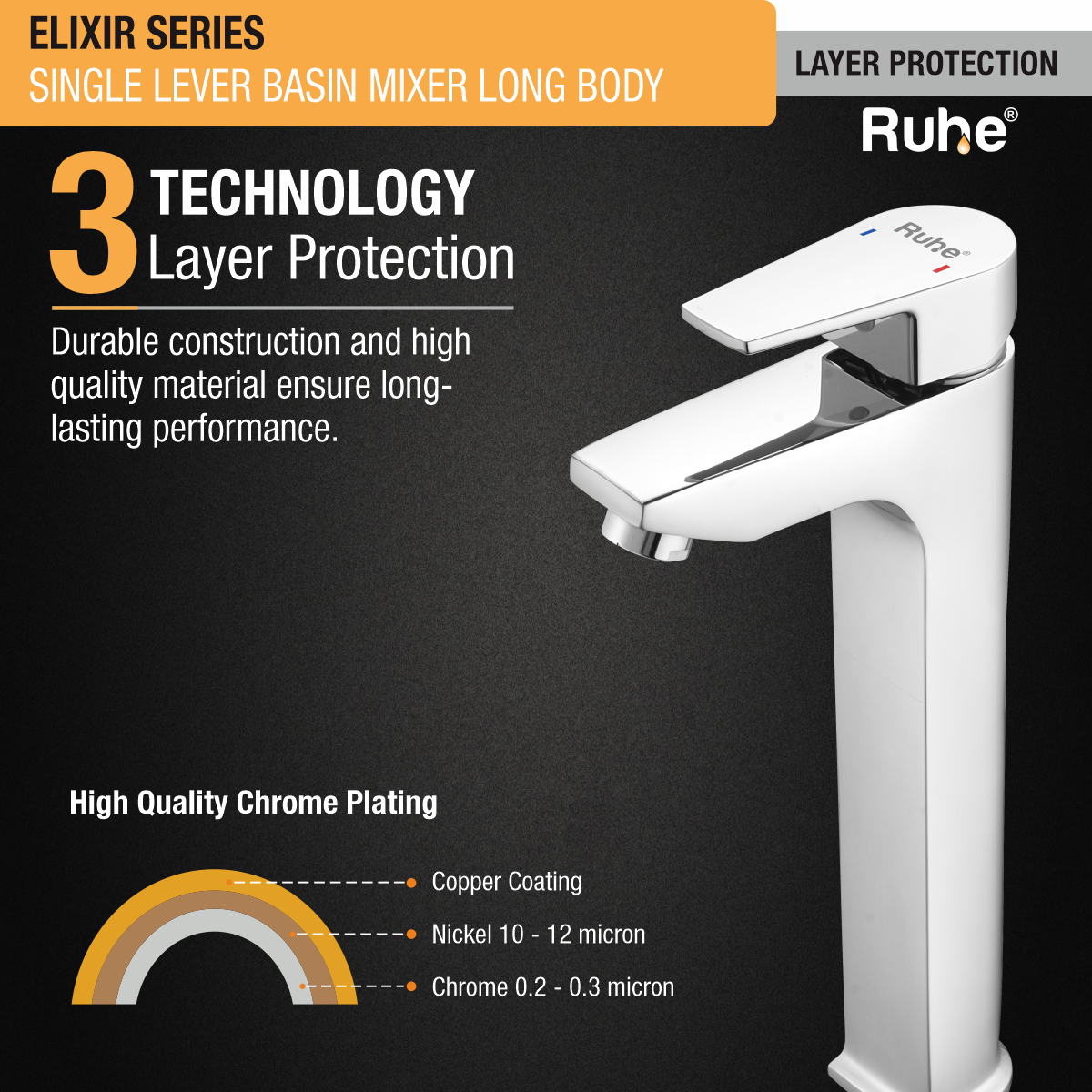 Elixir Single Lever Deck-mount Tall Body Wash Basin Mixer Tap - by Ruhe