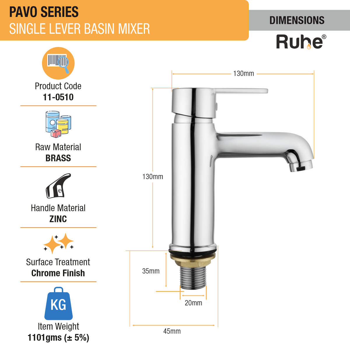 Pavo Single Lever Deck-mount Wash Basin Mixer Tap - by Ruhe®