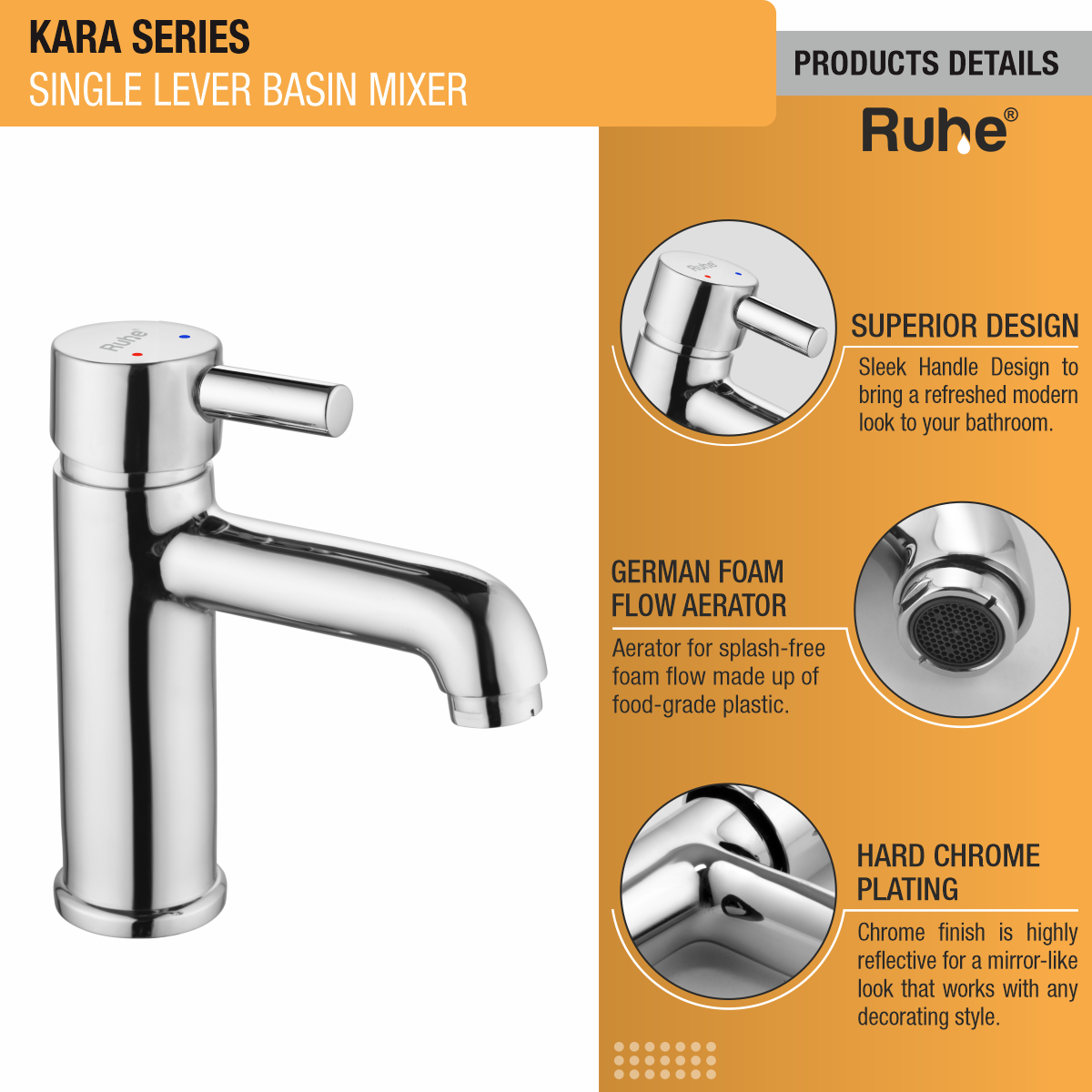 Kara Single Lever Basin Mixer Brass Faucet product details