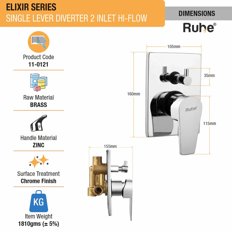 Elixir Single Lever 2-inlet High-Flow Diverter (Complete Set) - by Ruhe