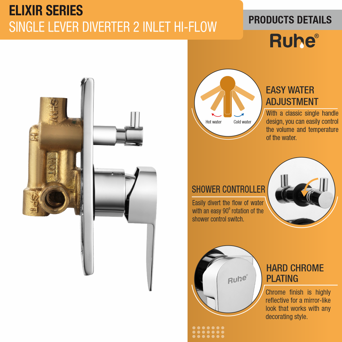 Elixir Single Lever 2-inlet Hi-Flow Diverter (Complete Set) product details