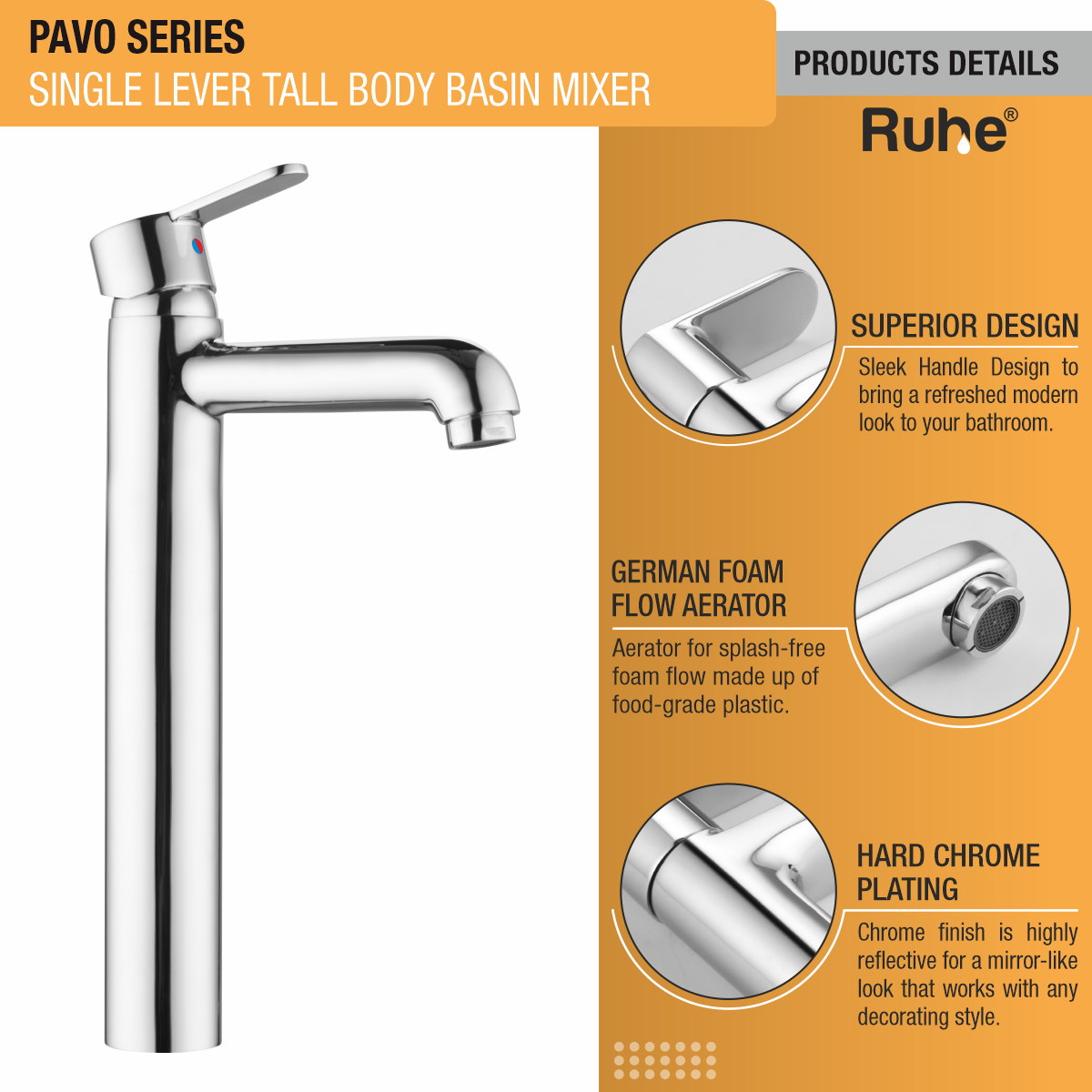 Pavo Single Lever Deck-mount Tall Body Wash Basin Mixer Tap - by Ruhe®