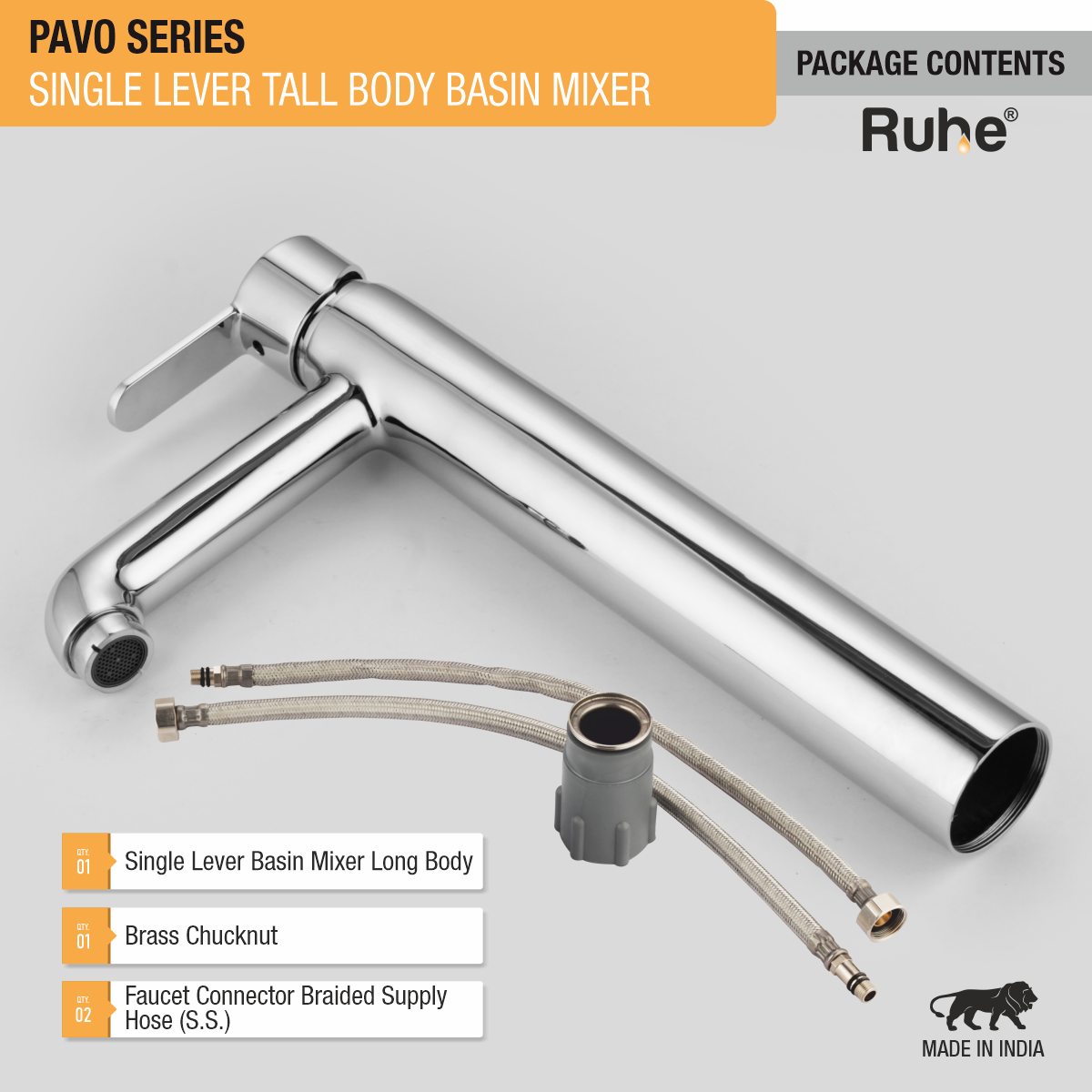 Pavo Single Lever Deck-mount Tall Body Wash Basin Mixer Tap - by Ruhe®