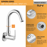 Euphoria Sink Tap with Small (12 inches) Round Swivel Spout Faucet product details