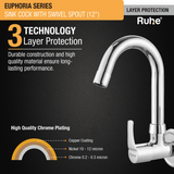 Euphoria Sink Tap with Small (12 inches) Round Swivel Spout Faucet 3 layer protection