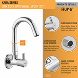 Kara Sink Tap with Small (12 inches) Round Swivel Spout Brass Faucet product details