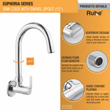 Euphoria Sink Tap with Medium (15 inches) Round Swivel Spout Faucet product details