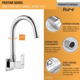 Pristine Sink Tap with Medium (15 inches) Round Swivel Spout Brass Faucet product details