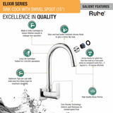 Elixir Sink Tap with Medium (15 inches) Round Swivel Spout Faucet features