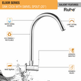 Elixir Sink Tap with Large (20 inches) Round Swivel Spout Faucet features